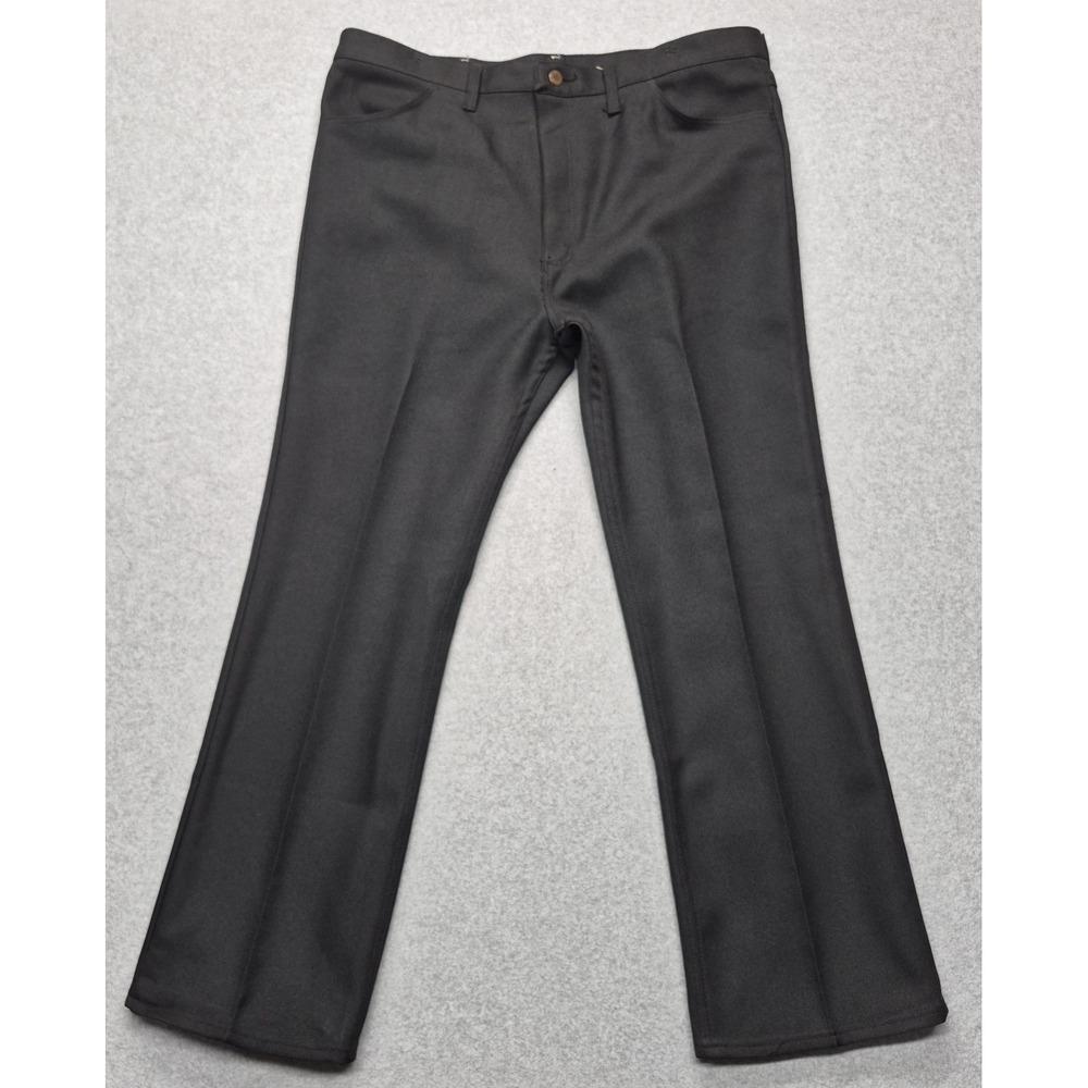 Wrangler Pants Mens 40x30 Black 82BK Polyester Flat Front Straight Leg USA